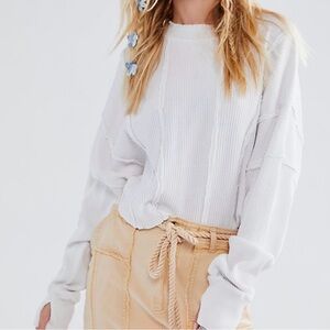Free People Izzy Thermal Long Sleeve Top White Size XS